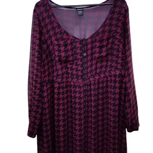 Torrid Sheer Hounds-Tooth High Lo Dress With Side Vents Size 14/16